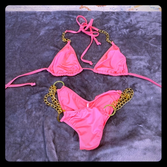 Pink & Gold cheeky bikini - Picture 1 of 1